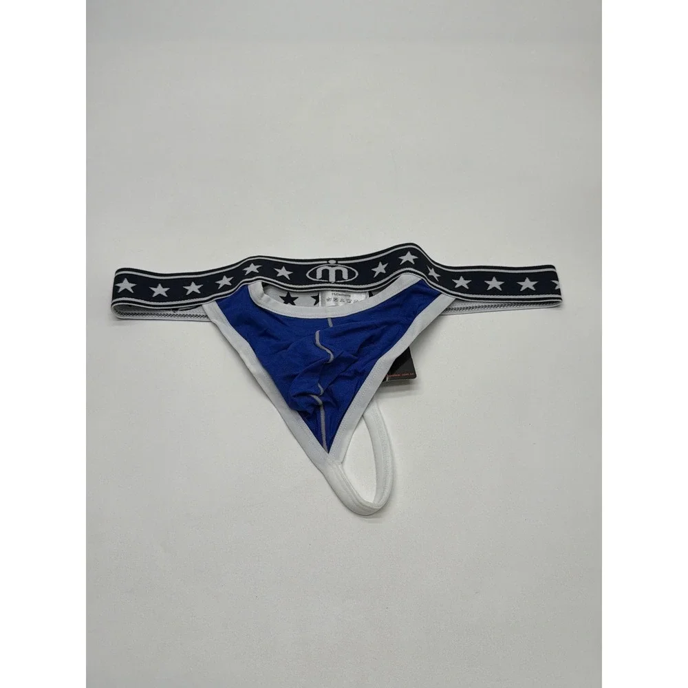 Manview Mens Blue Star Print Modal Low Rise Pouch Thong Underwear XL